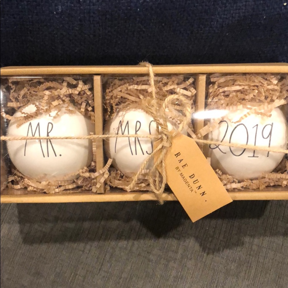 Rae Dunn Mr. & Mrs. 2019 Ornament Set